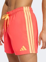 adidas Red 3 Stripes 5 Inch Swim Shorts - Image 4 of 6