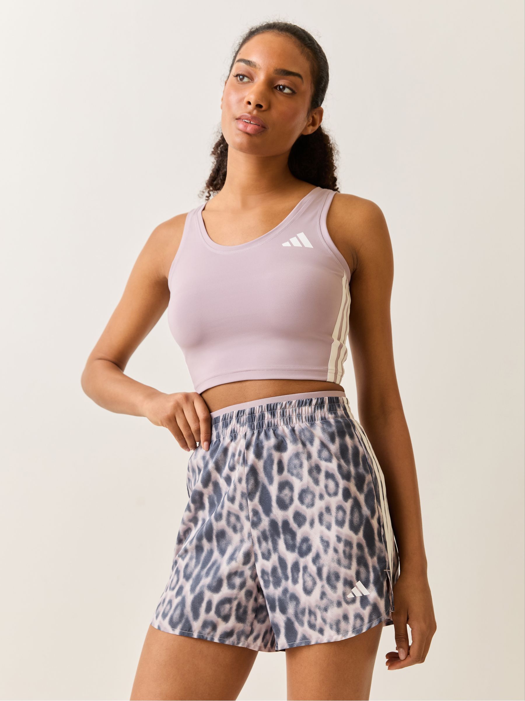 Buy adidas Purple Workout Essentials Leopard Woven Shorts from the