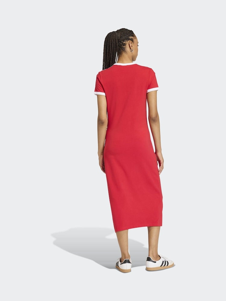 أحمر - adidas Originals 3 Stripes Dress (Slim) - صورة 2 من 6