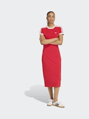 أحمر - adidas Originals 3 Stripes Dress (Slim) - صورة 3 من 6