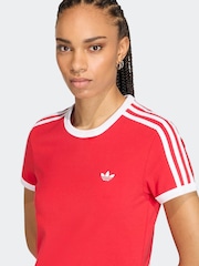 أحمر - adidas Originals 3 Stripes Dress (Slim) - صورة 4 من 6