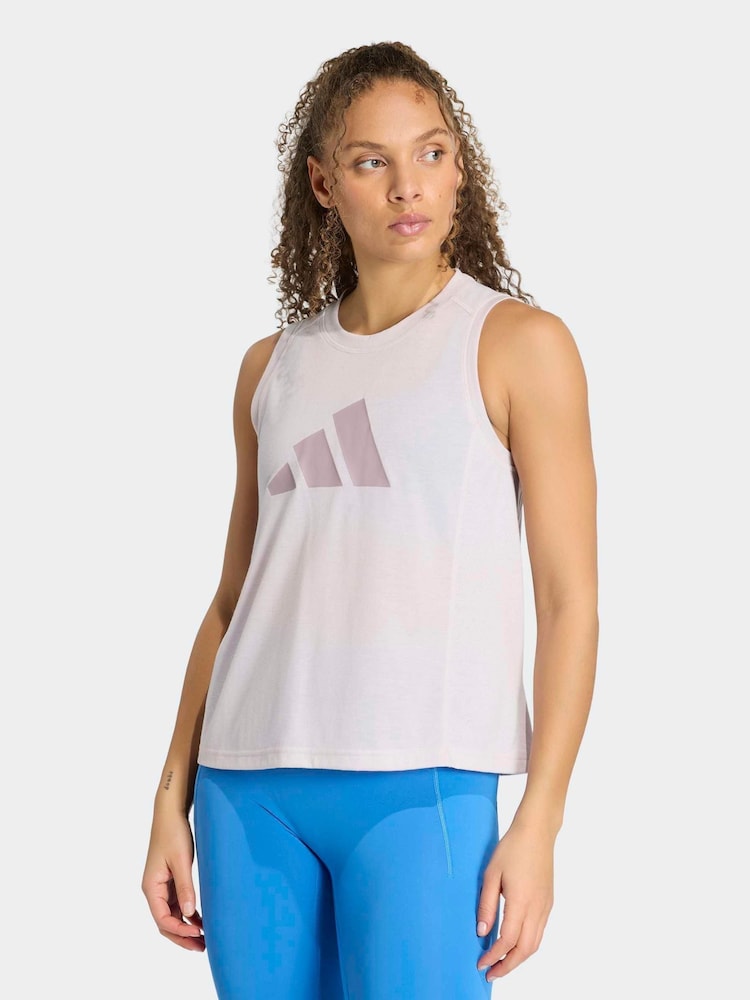 adidas Purple Train Essentials Big Logo Training Vest Top - Image 1 of 6 adidas Purple Train Essentials Big Logo Training Vest Top - Image 1 of 6