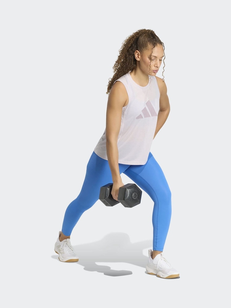 adidas Purple Train Essentials Big Logo Training Vest Top - Image 2 of 6 adidas Purple Train Essentials Big Logo Training Vest Top - Image 2 of 6