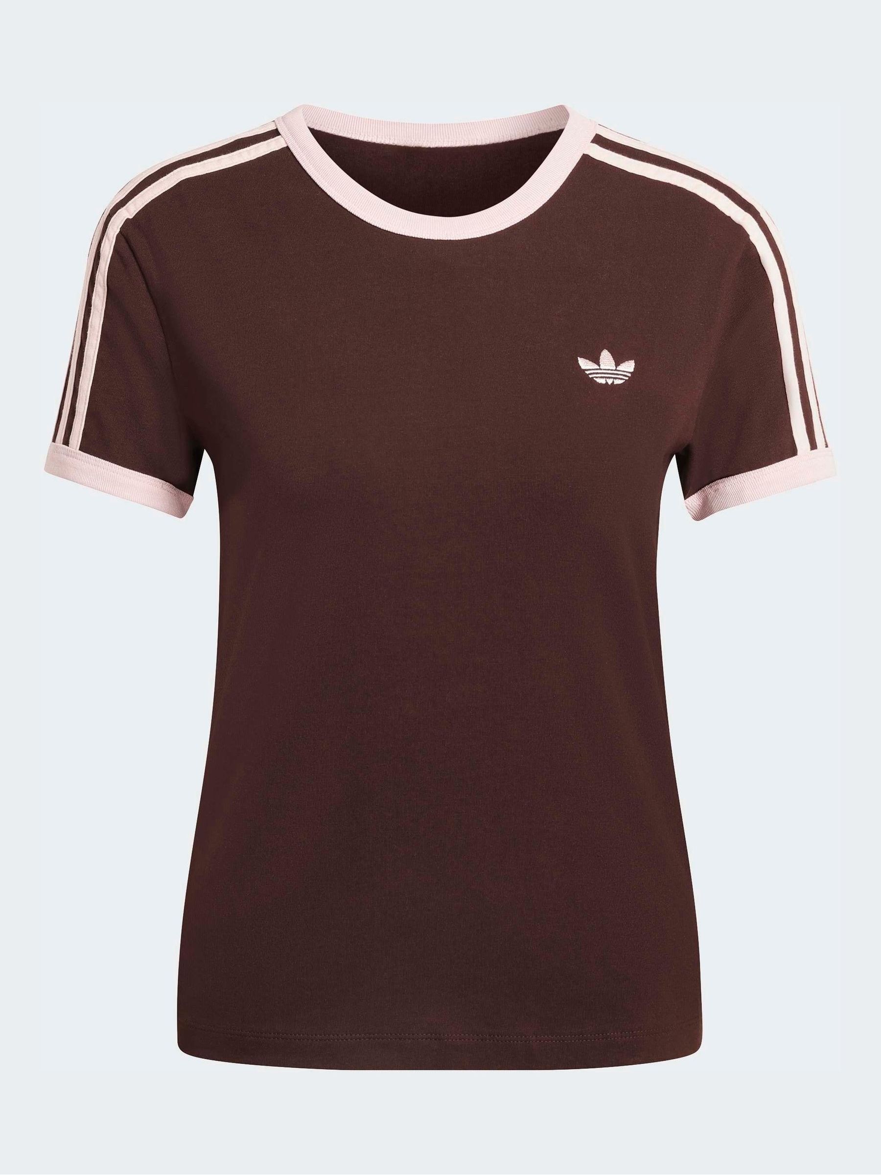 Next：日本 ブラウン - adidas Originals 3-ストライプスリムTシャツ