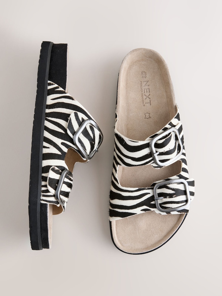 Zebra Forever Comfort® Double Strap Footbed Sandals - Image 1 of 11 Zebra Forever Comfort® Double Strap Footbed Sandals - Image 1 of 11