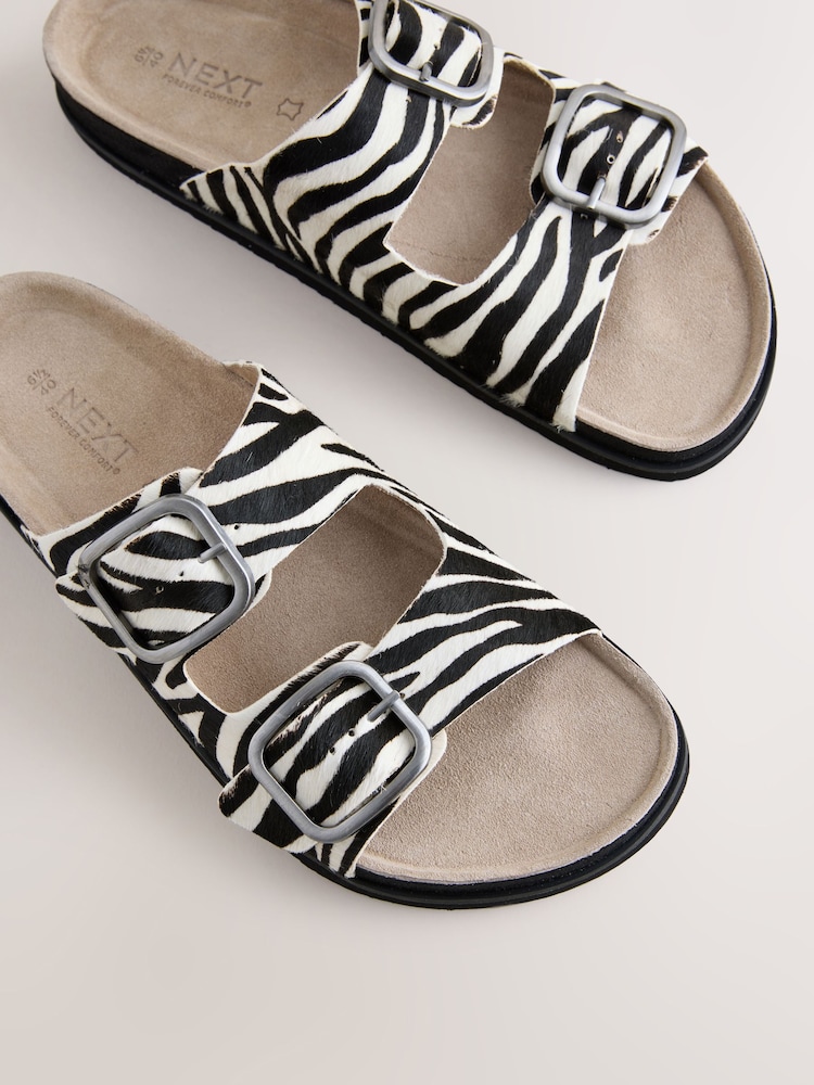 Zebra Forever Comfort® Double Strap Footbed Sandals - Image 11 of 11 Zebra Forever Comfort® Double Strap Footbed Sandals - Image 11 of 11