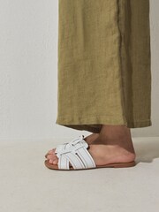 White Leather Standard/Wide Fit Forever Comfort® Stitched Mule Sandals - Image 4 of 8