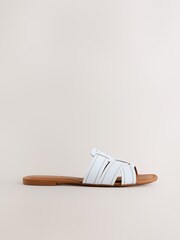 White Leather Standard/Wide Fit Forever Comfort® Stitched Mule Sandals - Image 5 of 8