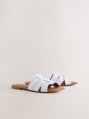 White Leather Standard/Wide Fit Forever Comfort® Stitched Mule Sandals - Image 6 of 8