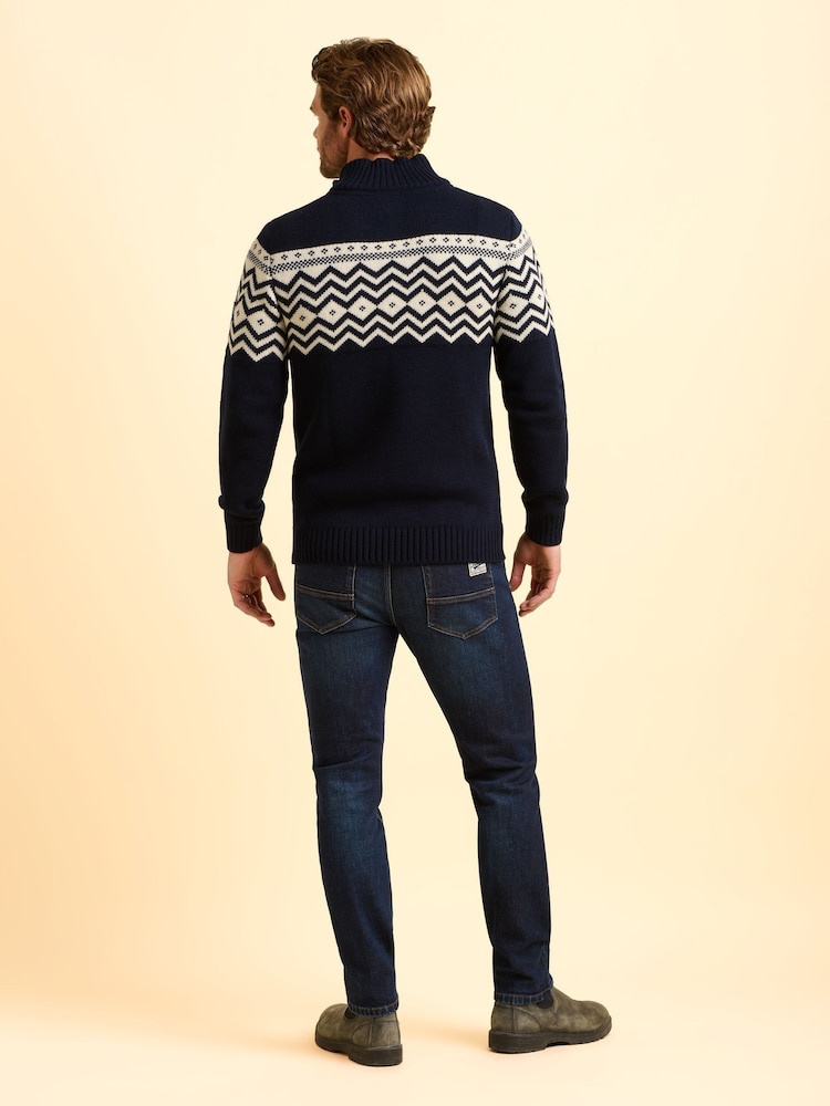 Brakeburn Blue Abberton Knit 1/4 Zip Knit Jumper - Image 2 of 5