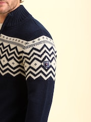 Brakeburn Blue Abberton Knit 1/4 Zip Knit Jumper - Image 4 of 5