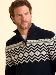 Brakeburn Blue Abberton Knit 1/4 Zip Knit Jumper - Image 5 of 5