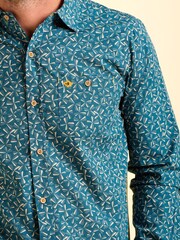 Brakeburn Blue Benbecula Printed Shirt - Image 4 of 6