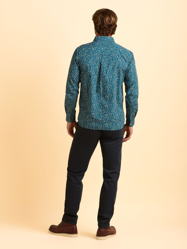 Brakeburn Blue Benbecula Printed Shirt - Image 6 of 6 Brakeburn Blue Benbecula Printed Shirt - Image 6 of 6