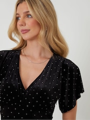 Threadbare Black Velvet Hotfix Underbust Midaxi Dress - Image 4 of 4