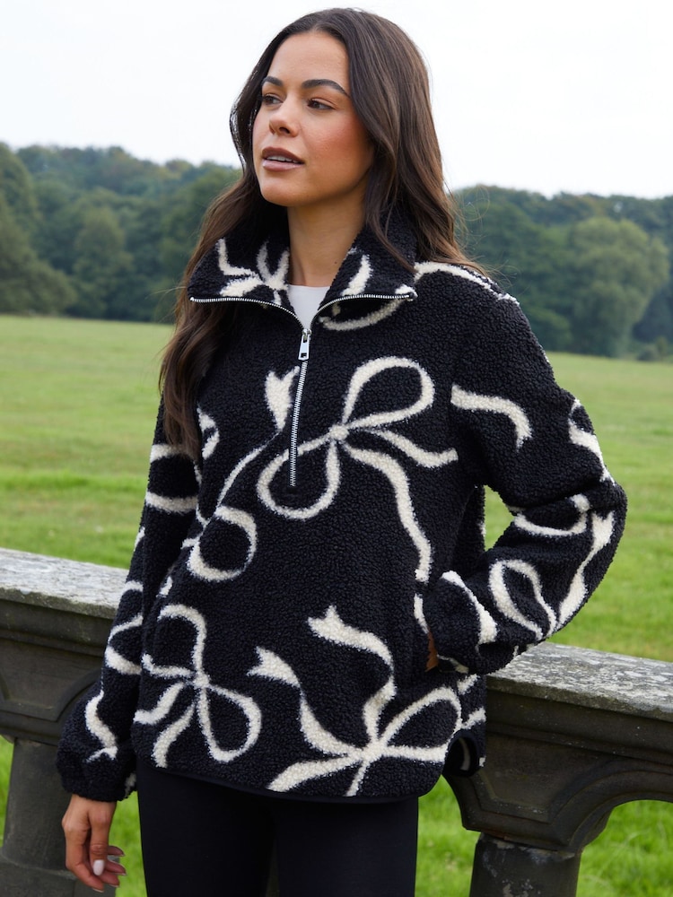 Threadbare Bow Print Quarter Zip Fleece - صورة 1 من 5 Threadbare Bow Print Quarter Zip Fleece - صورة 1 من 5