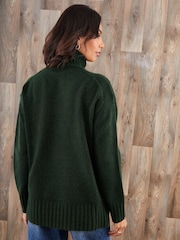 Threadbare Green Oversized Roll Neck Jumper - Image 4 of 5