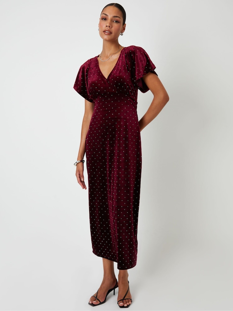 Threadbare Red Velvet Hotfix Underbust Midaxi Dress - Image 2 of 5 Threadbare Red Velvet Hotfix Underbust Midaxi Dress - Image 2 of 5