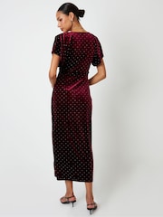 Threadbare Red Velvet Hotfix Underbust Midaxi Dress - Image 3 of 5