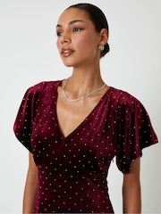 Threadbare Red Velvet Hotfix Underbust Midaxi Dress - Image 5 of 5