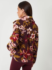 Threadbare Red Floral Print Quarter Zip Fleece - Image 3 of 5