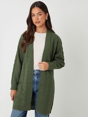Threadbare Green Cable Knit Cardigan - Image 1 of 4