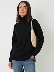 Threadbare Black Oversized Roll Neck Jumper - Image 1 of 4