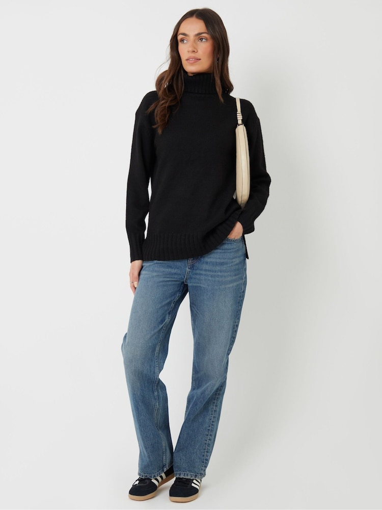 Threadbare Black Oversized Roll Neck Jumper - Image 2 of 4 Threadbare Black Oversized Roll Neck Jumper - Image 2 of 4