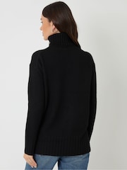 Threadbare Black Oversized Roll Neck Jumper - Image 3 of 4