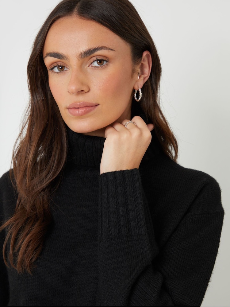 Threadbare Black Oversized Roll Neck Jumper - Image 4 of 4 Threadbare Black Oversized Roll Neck Jumper - Image 4 of 4