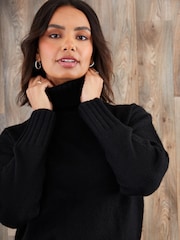 Threadbare Black Oversized Roll Neck Jumper - Image 5 of 5