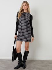 Threadbare Black Mini Check A-Line Pinafore Dress - Image 3 of 5