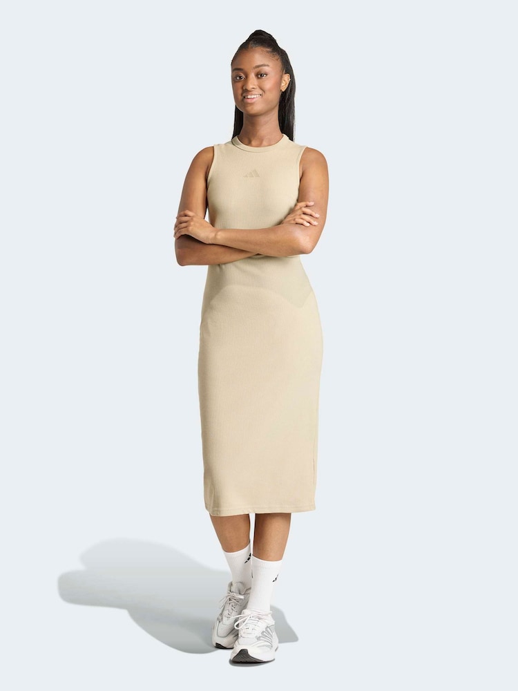 adidas Brown ALL SZN Ribbed Dress - Image 1 of 6