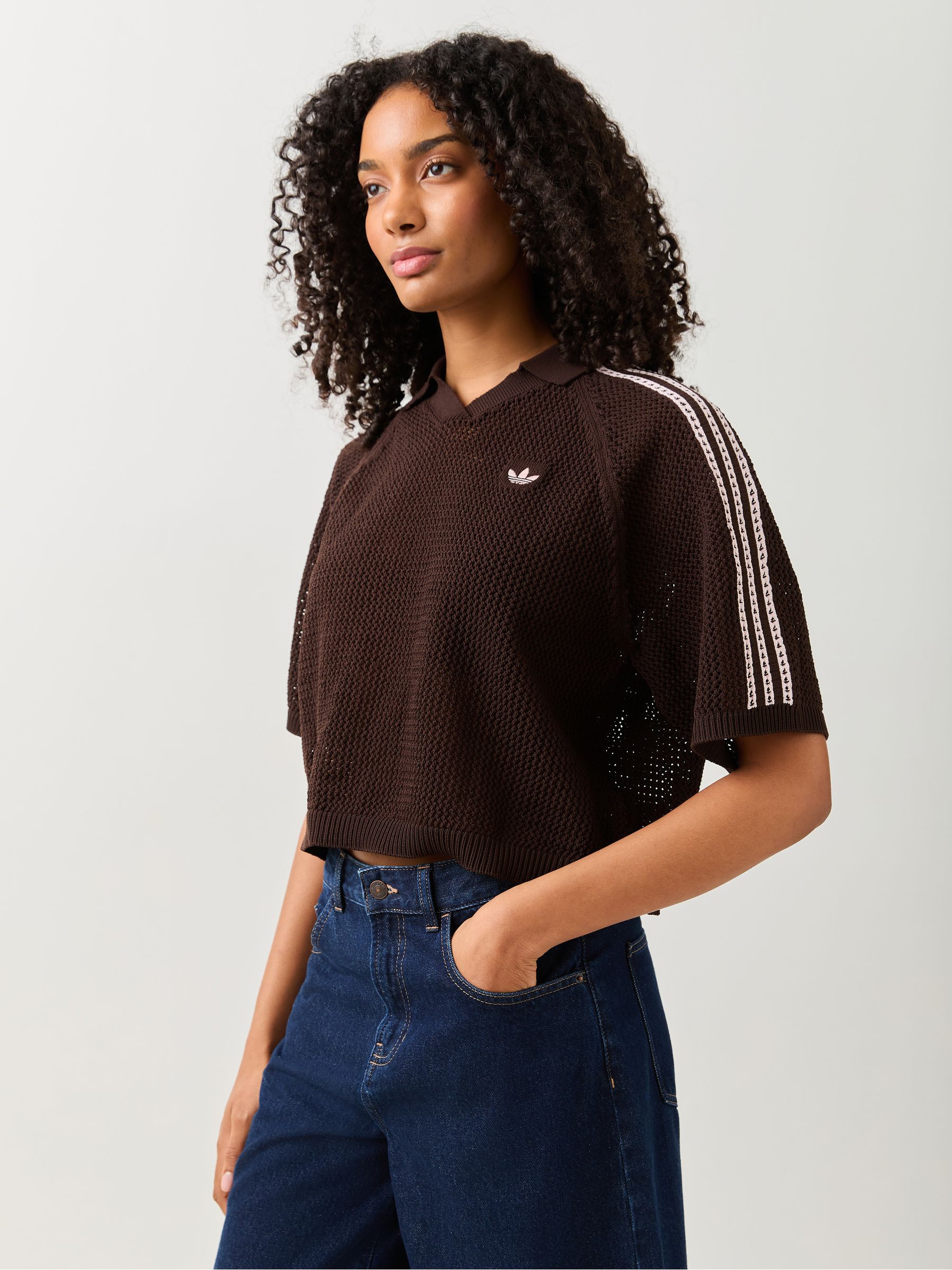Comprar Castanho - Camisa polo de crochê Adidas Original from Next