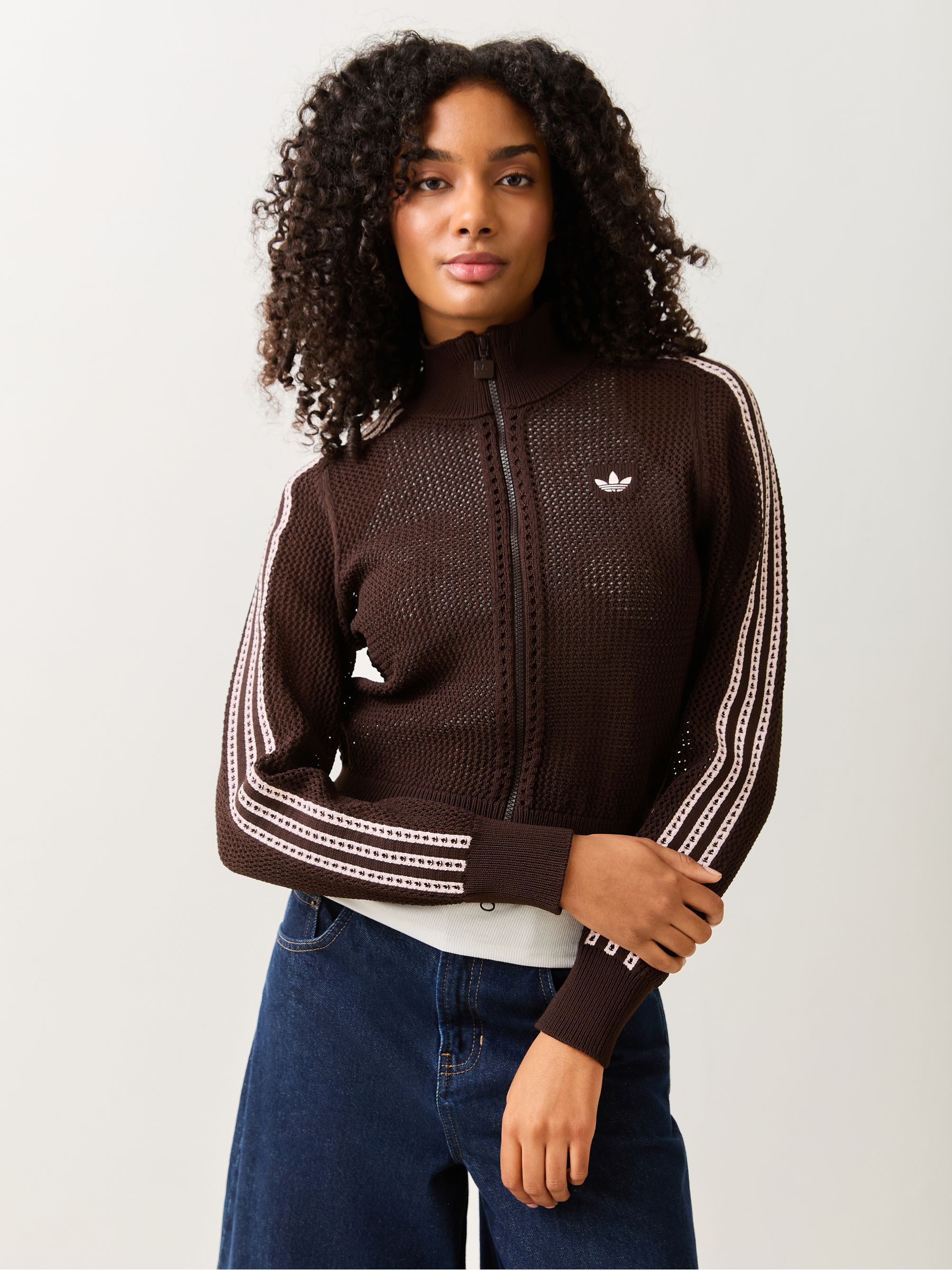 Buy adidas Originals Brown Knitted Crochet Firebird Track Top from