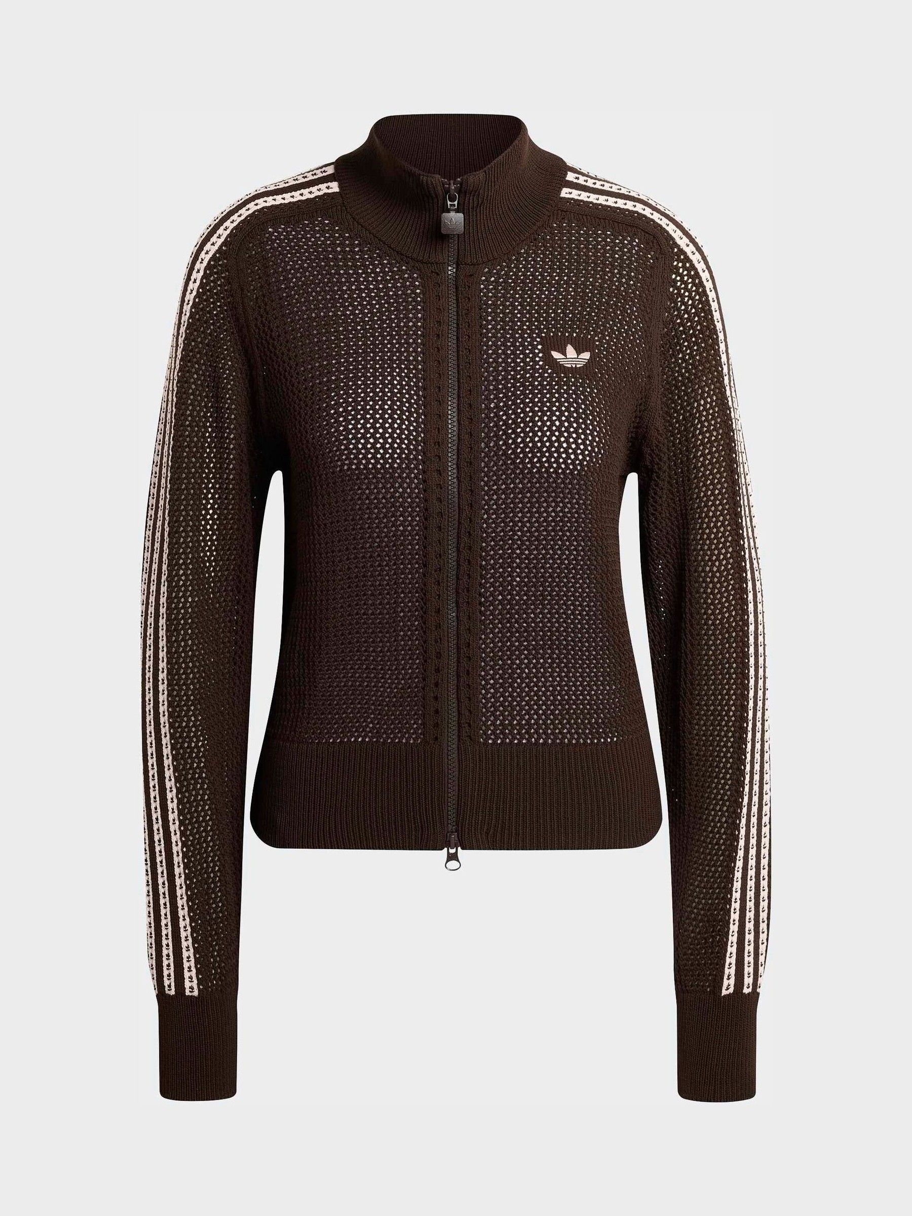 Buy adidas Originals Brown Knitted Crochet Firebird Track Top from