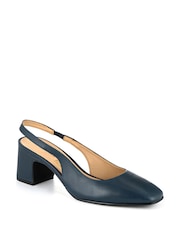 Jones Bootmaker Blue Xayna Leather Slingback Court Shoes - Image 3 of 5