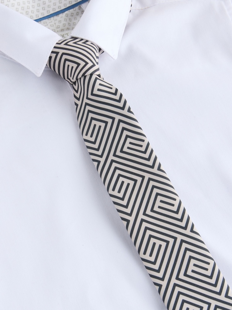 Neutral/Black Geometric Tie (3-16yrs) - Image 2 of 4 Neutral/Black Geometric Tie (3-16yrs) - Image 2 of 4
