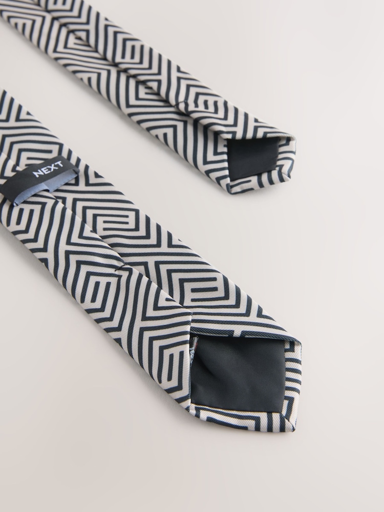 Neutral/Black Geometric Tie (3-16yrs) - Image 4 of 4 Neutral/Black Geometric Tie (3-16yrs) - Image 4 of 4
