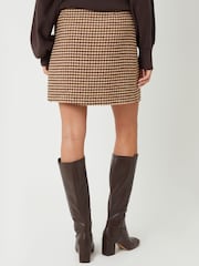 Threadbare Brown Mini Houndstooth Check A-Line Skirt - Image 4 of 5