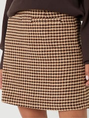 Threadbare Brown Mini Houndstooth Check A-Line Skirt - Image 5 of 5