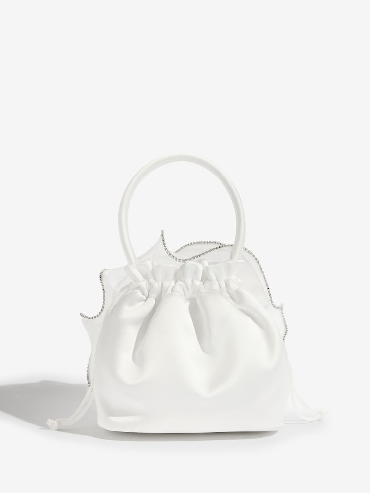 Lipsy Ivory Bridal Embellished Rose Top Handle Bag - Image 6 of 6
