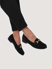 Jones Bootmaker Black Regular Fit Lex Suede Leather Loafers - Image 1 of 5