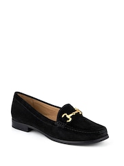 Jones Bootmaker Black Regular Fit Lex Suede Leather Loafers - Image 3 of 5