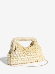 Lipsy Cream Shell Effect Top Handle Clutch Bag - Image 4 of 7