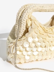 Lipsy Cream Shell Effect Top Handle Clutch Bag - Image 5 of 7