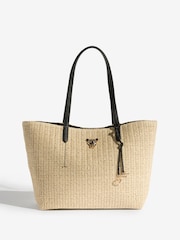 Lipsy Natural Raffia Croc Effect Shopper Tote Bag - Image 1 of 5