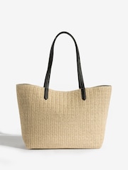 Lipsy Natural Raffia Croc Effect Shopper Tote Bag - Image 2 of 5
