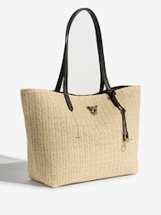 Lipsy Natural Raffia Croc Effect Shopper Tote Bag - Image 3 of 5