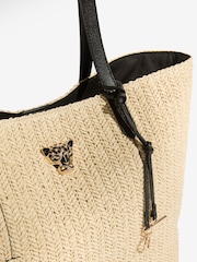 Lipsy Natural Raffia Croc Effect Shopper Tote Bag - Image 4 of 5